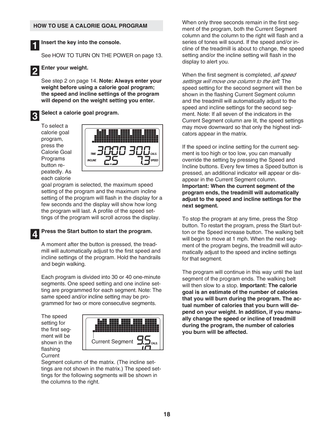 Weslo WLTL49806.0 user manual HOW to USE a Calorie Goal Program 