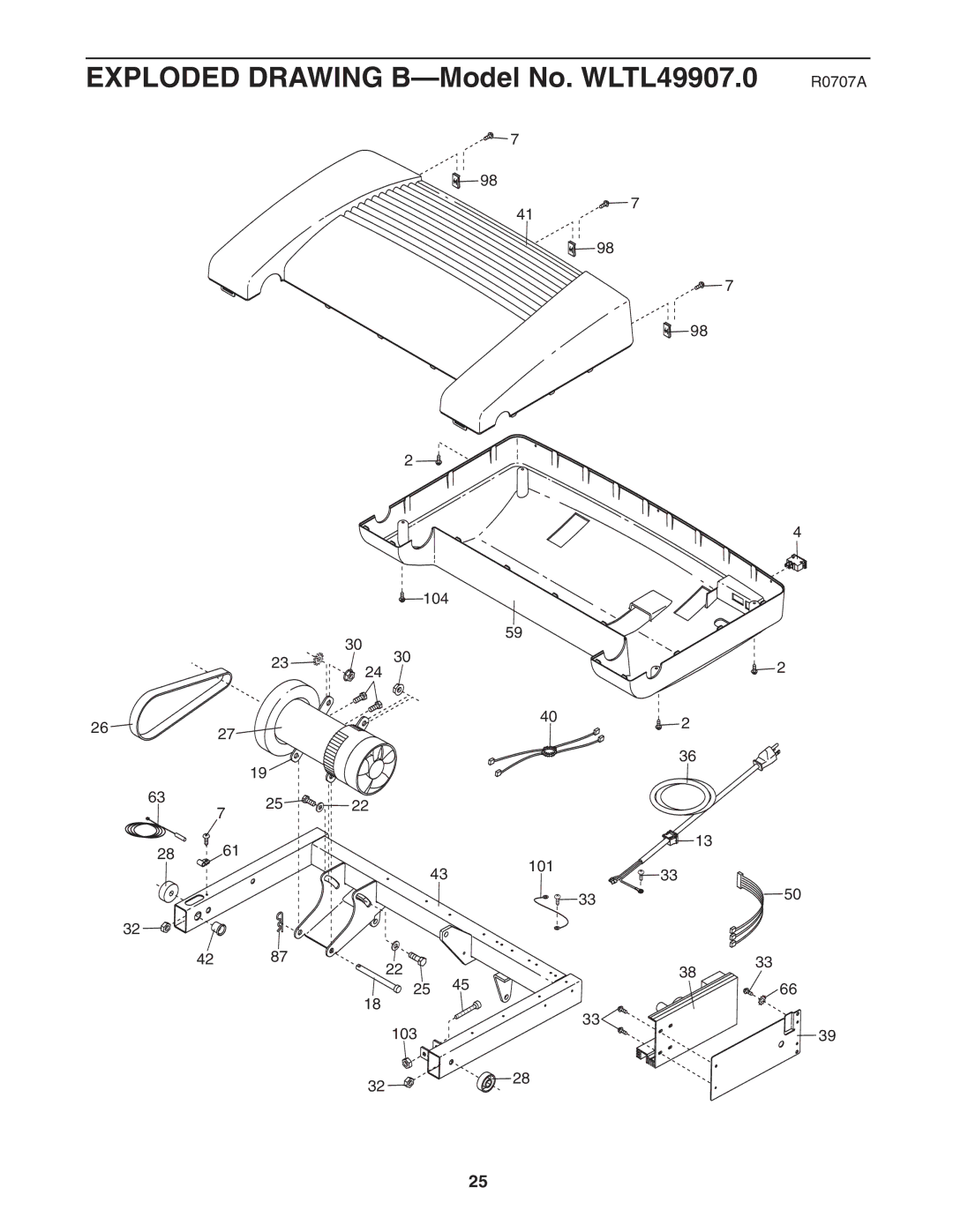 Weslo user manual Exploded Drawing B-Model No. WLTL49907.0 R0707A 