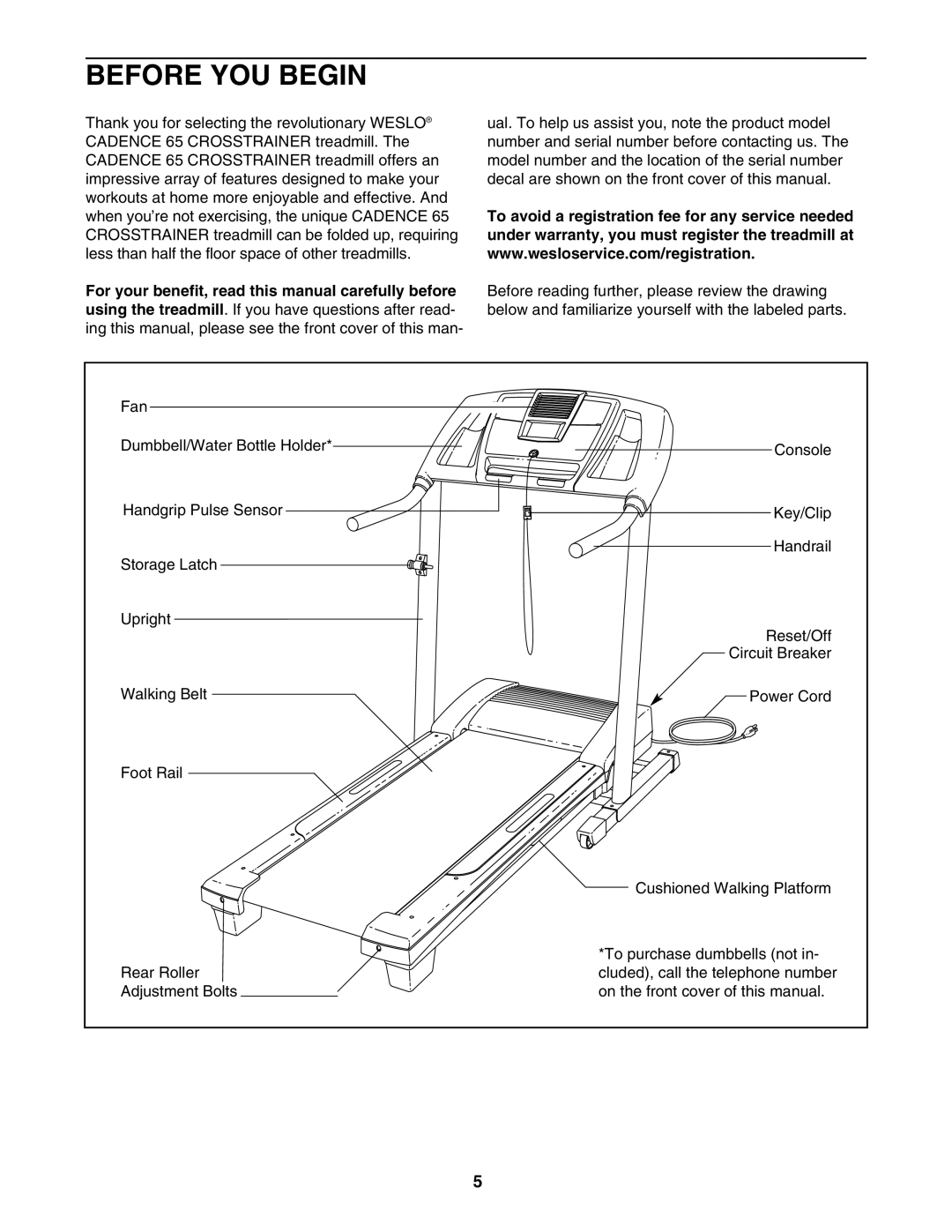 Weslo WLTL49907.0 user manual Before YOU Begin 