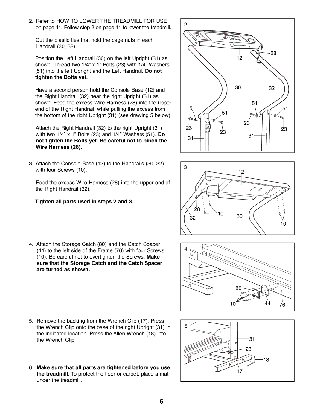 Weslo WLTL54081 user manual Tighten all parts used in steps 2 