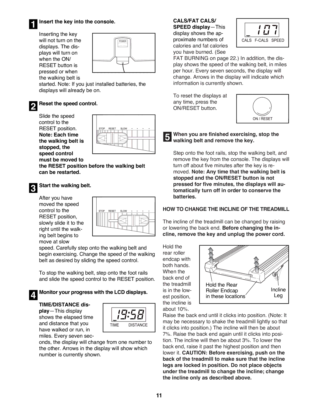 Weslo WLTL62790 user manual CALS/FAT Cals, HOW to Change the Incline of the Treadmill 