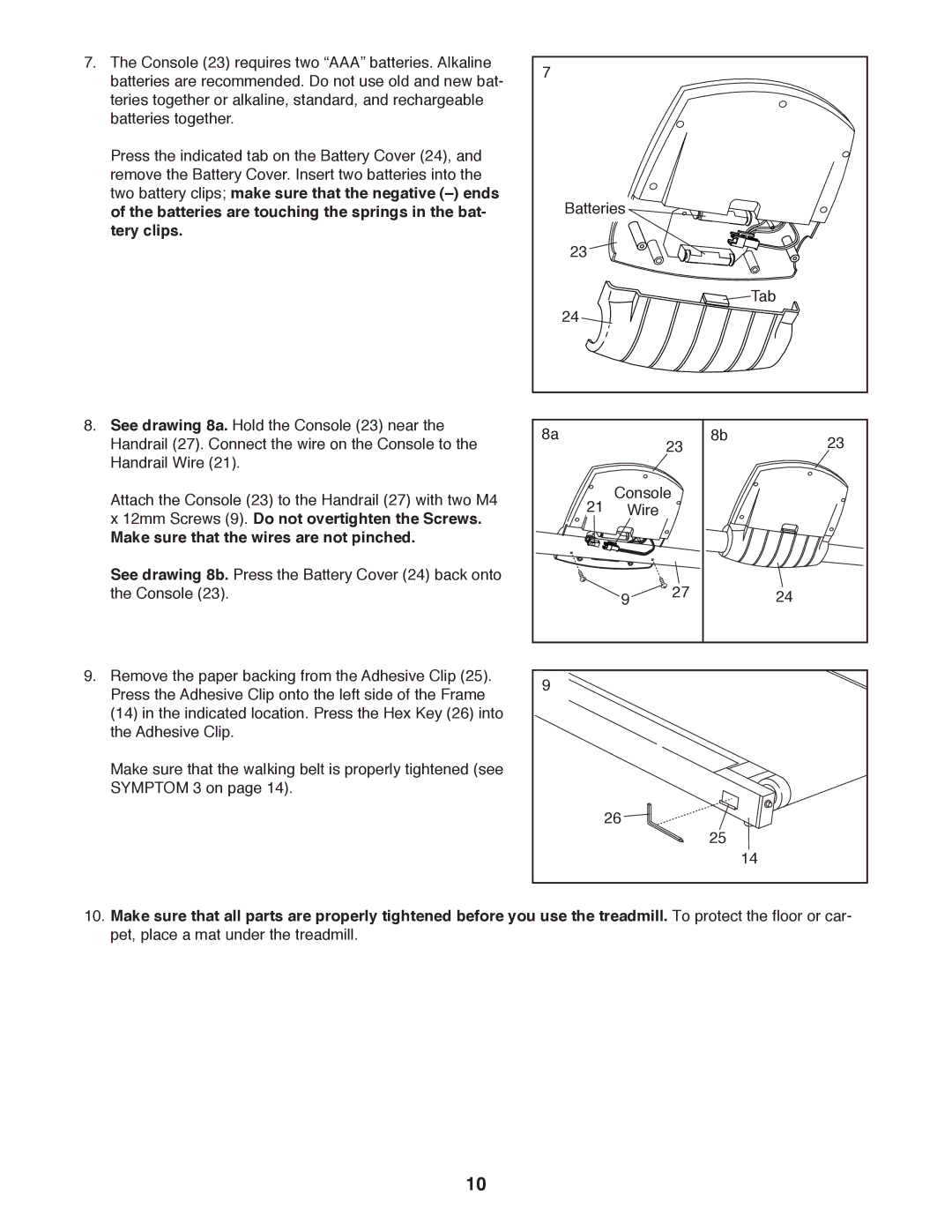 Weslo WLTL99312.0 user manual Make sure that the wires are not pinched 