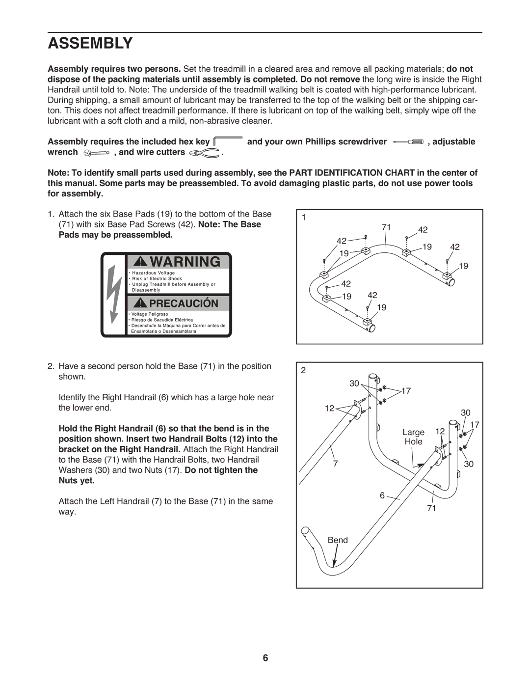 Weslo WMTL19408 user manual Assembly 