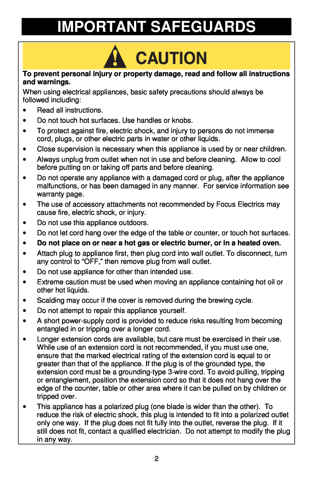 West Bend 54159, L5806 instruction manual Important Safeguards 