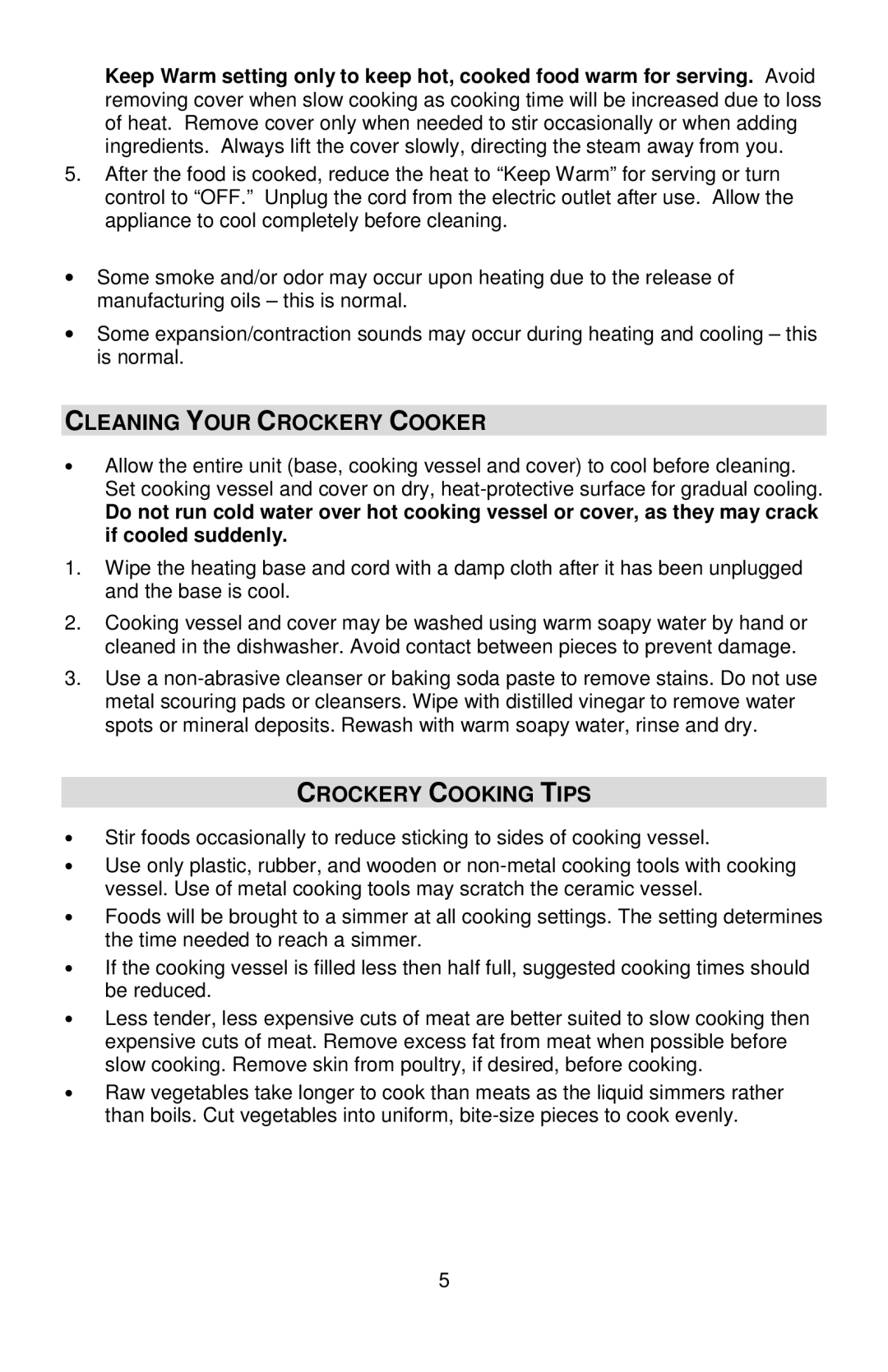 West Bend 7, 6 instruction manual Cleaning Your Crockery Cooker, Crockery Cooking Tips 