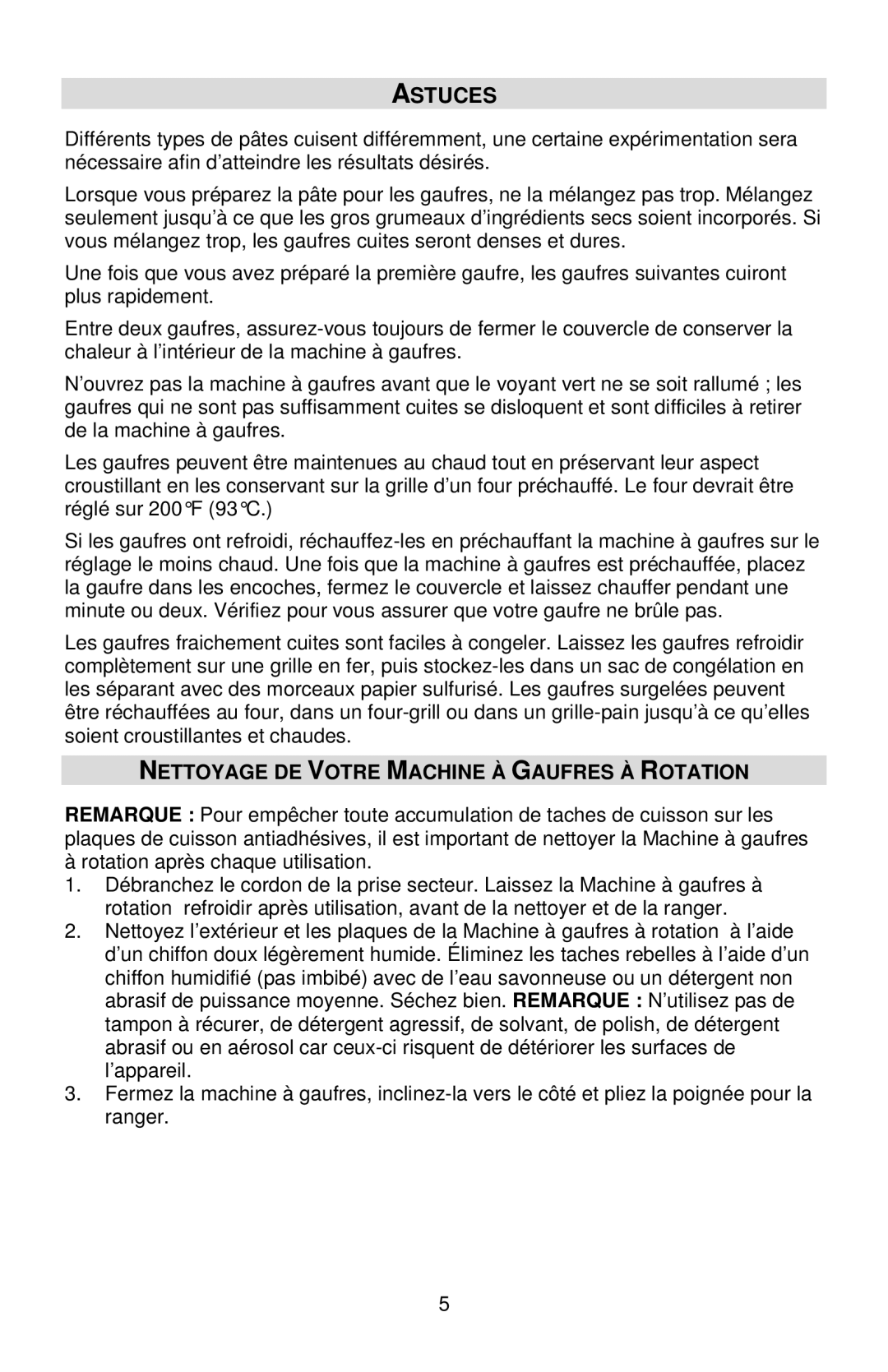 West Bend 6201 instruction manual Astuces, Nettoyage DE Votre Machine À Gaufres À Rotation 