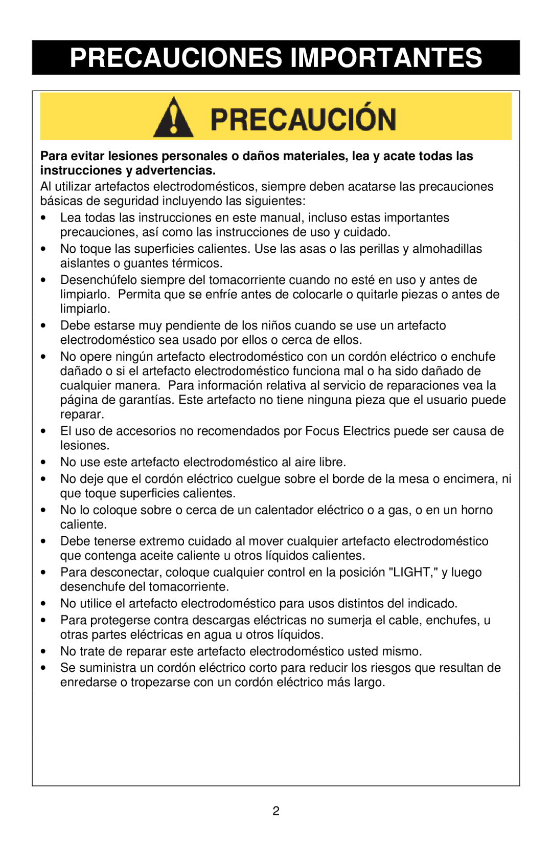 West Bend 6201 instruction manual Precauciones Importantes 