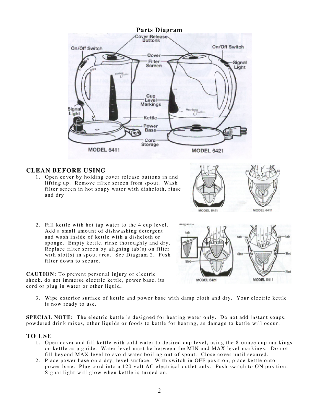 West Bend 6421Z instruction manual Clean Before Using, To USE 