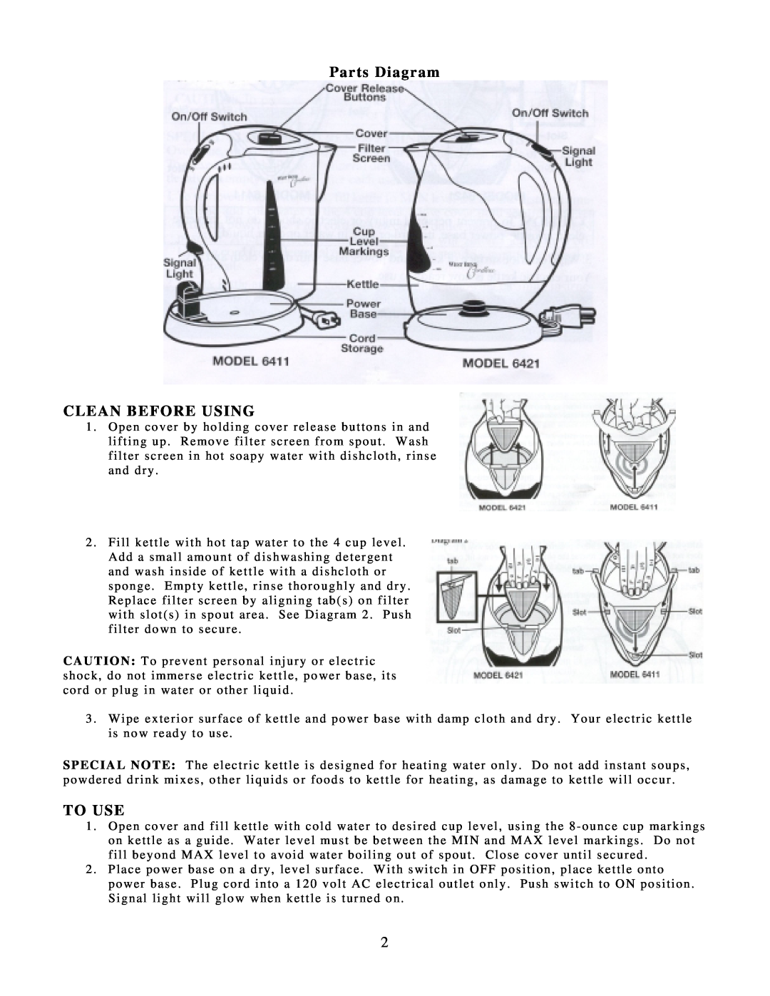 West Bend 6421Z instruction manual Parts Diagram CLEAN BEFORE USING, To Use 