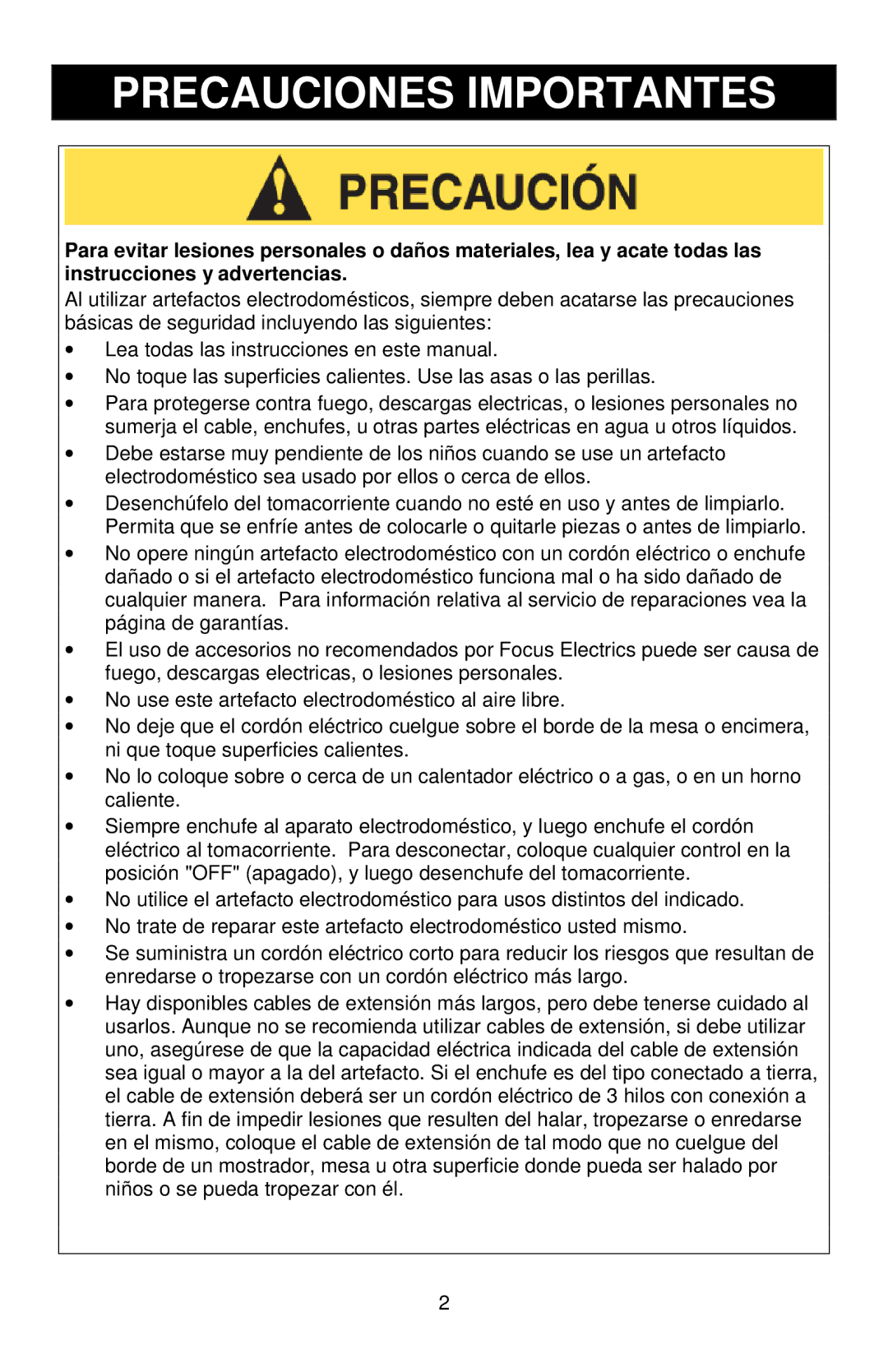 West Bend 643-050 instruction manual Precauciones Importantes 