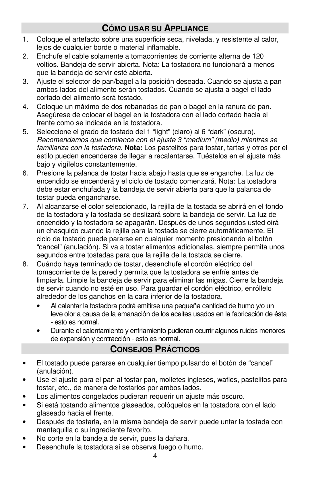 West Bend 643-050 instruction manual Cómo Usar SU Appliance, Consejos Prácticos 