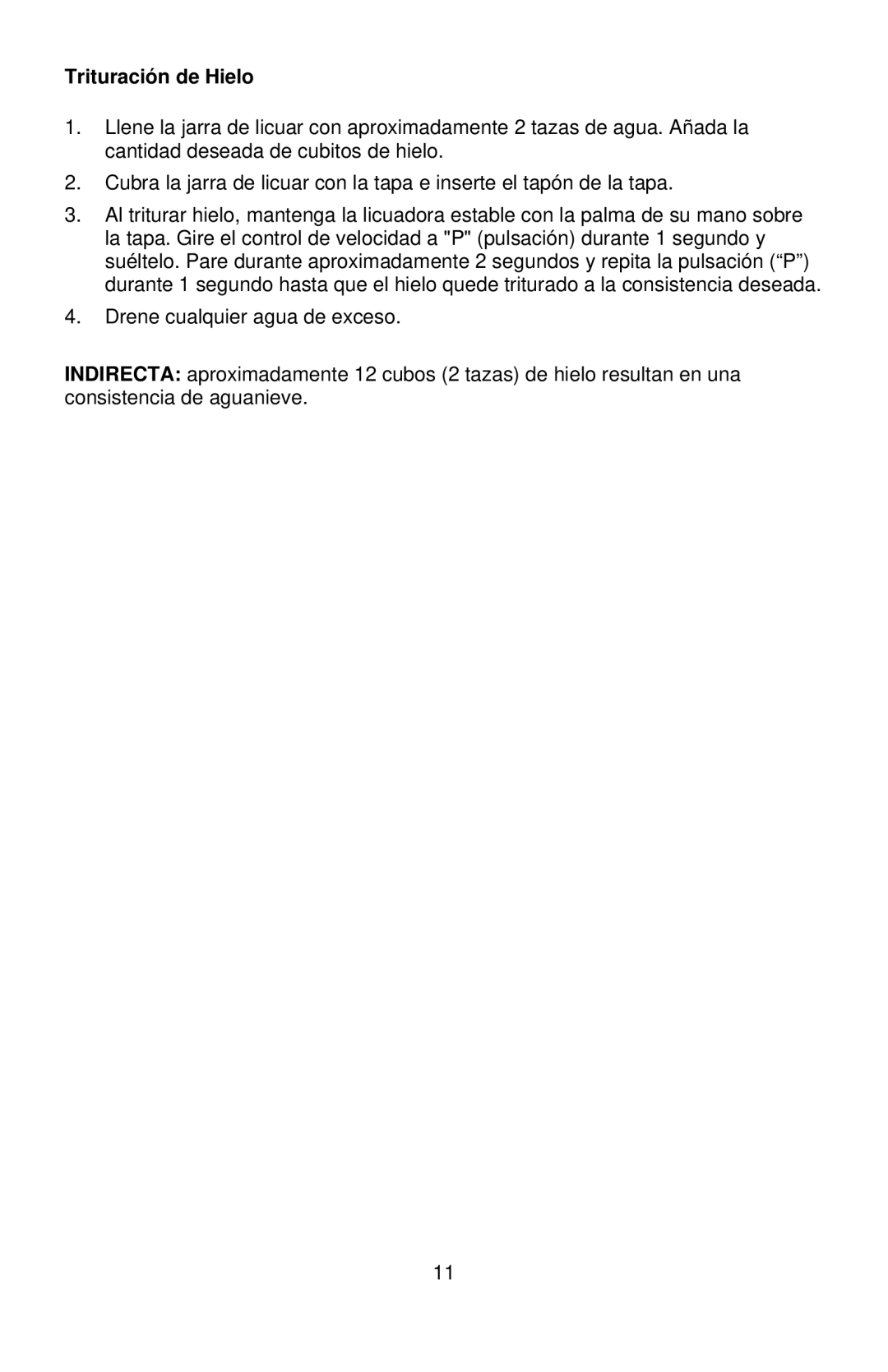 West Bend L5760, 7000CF instruction manual Trituración de Hielo 