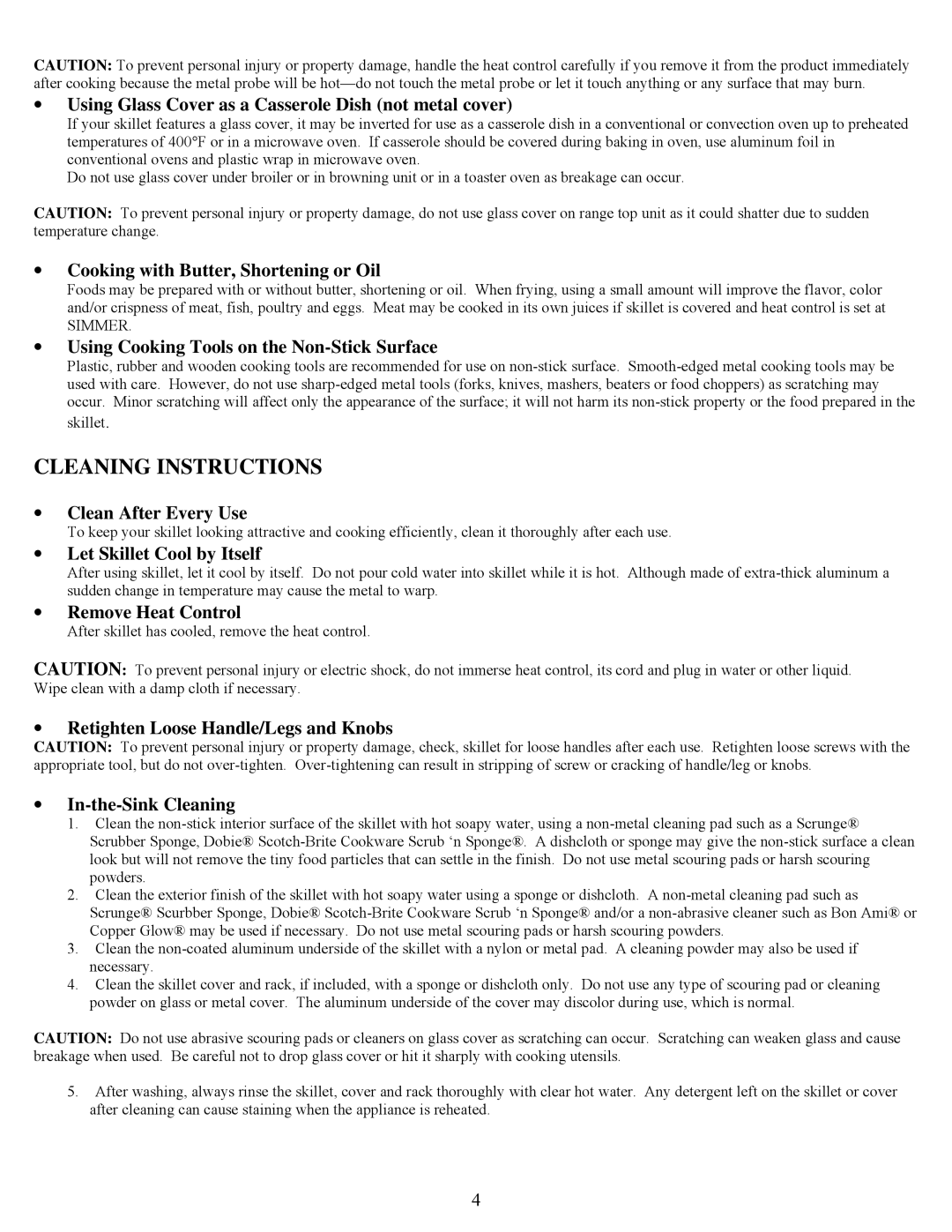 West Bend 72000 instruction manual Cleaning Instructions 