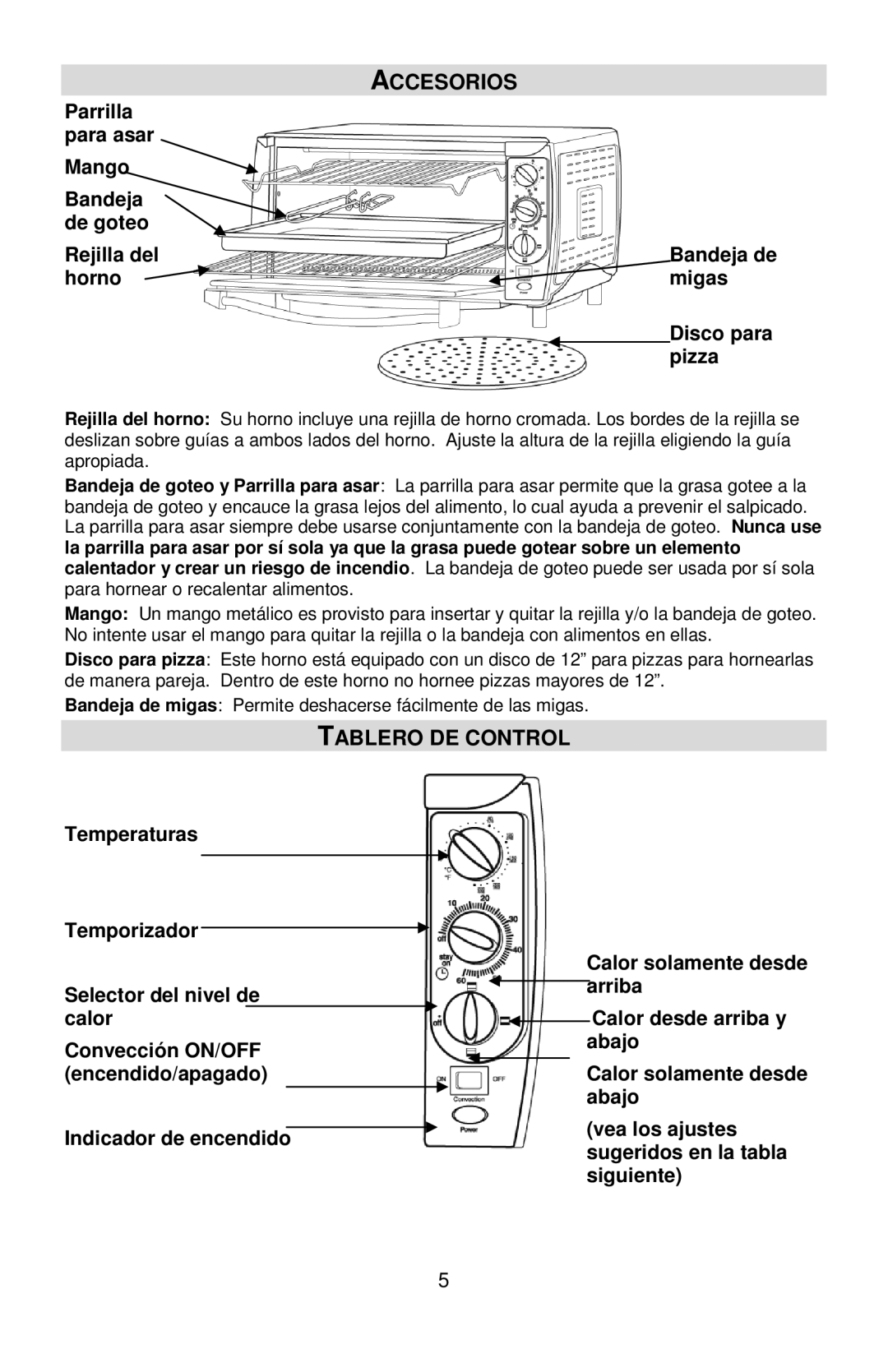 West Bend 74766 instruction manual Accesorios, Tablero DE Control 