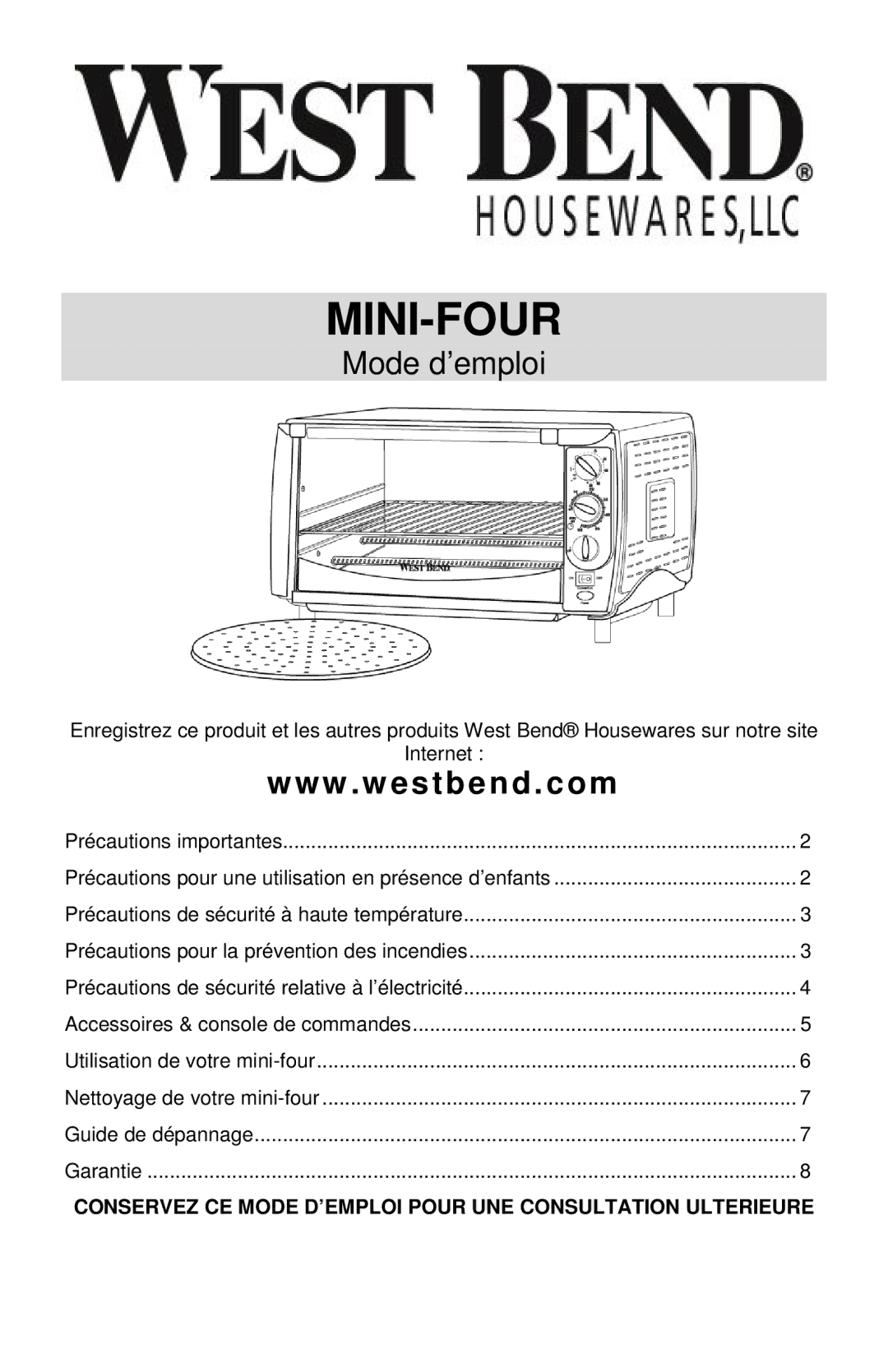 West Bend 74766 instruction manual Mini-Four 