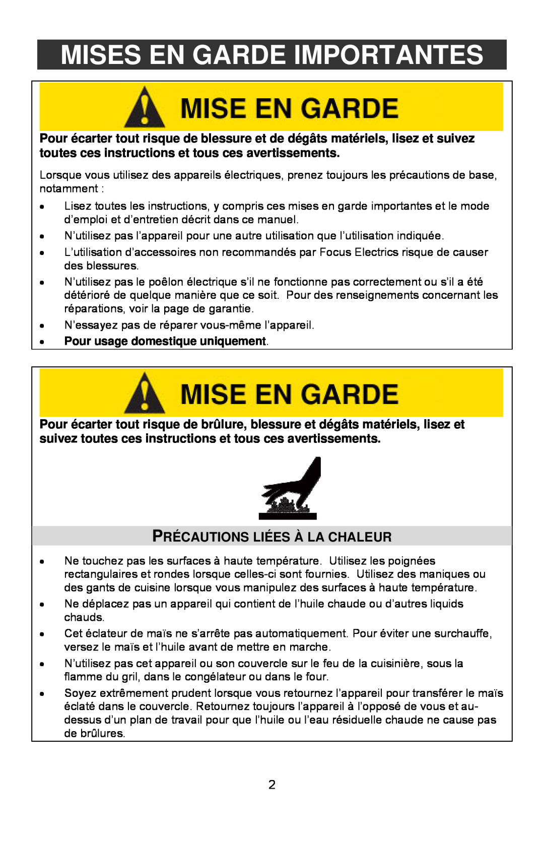 West Bend 82306, L5557B instruction manual Mises En Garde Importantes, Précautions Liées À La Chaleur 