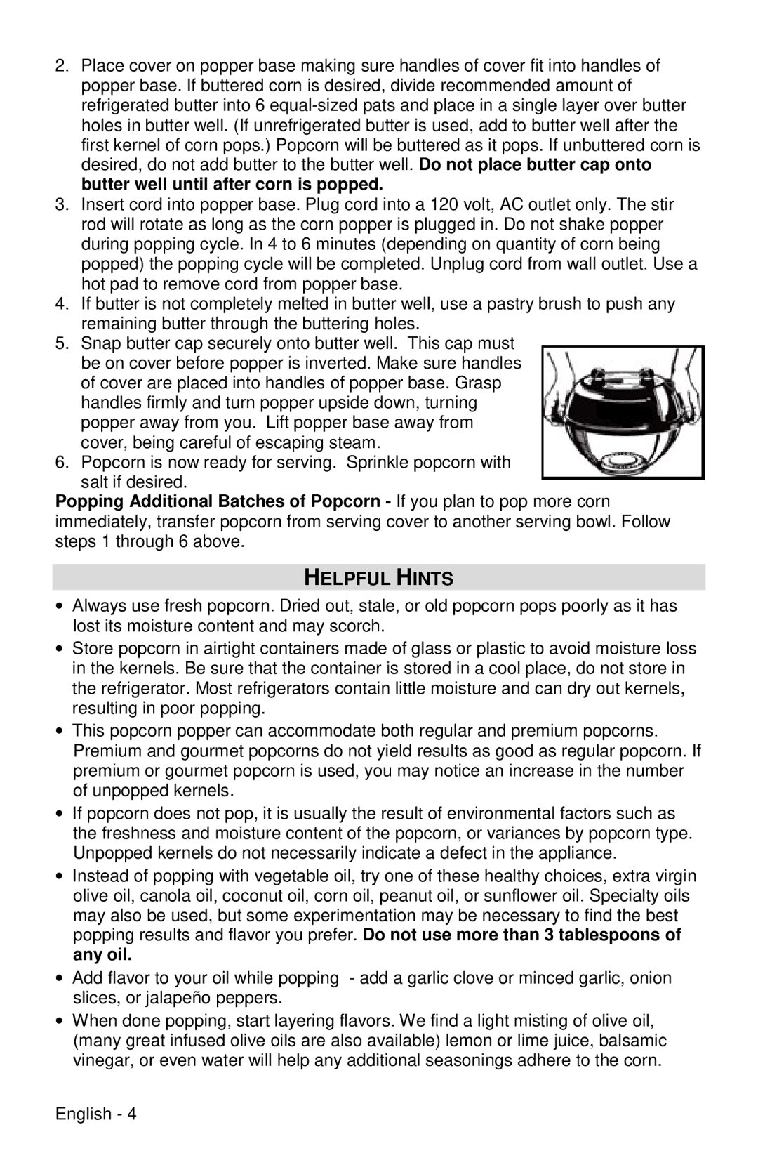 West Bend 82306X instruction manual Helpful Hints 