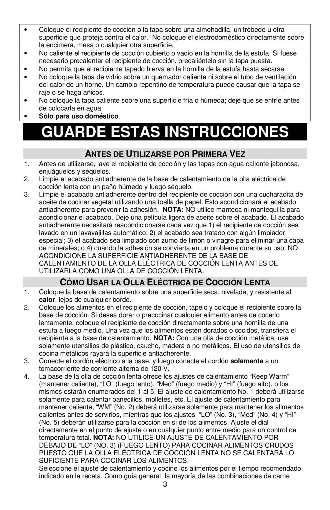 West Bend 84915 instruction manual Guarde Estas Instrucciones, Sólo para uso doméstico 