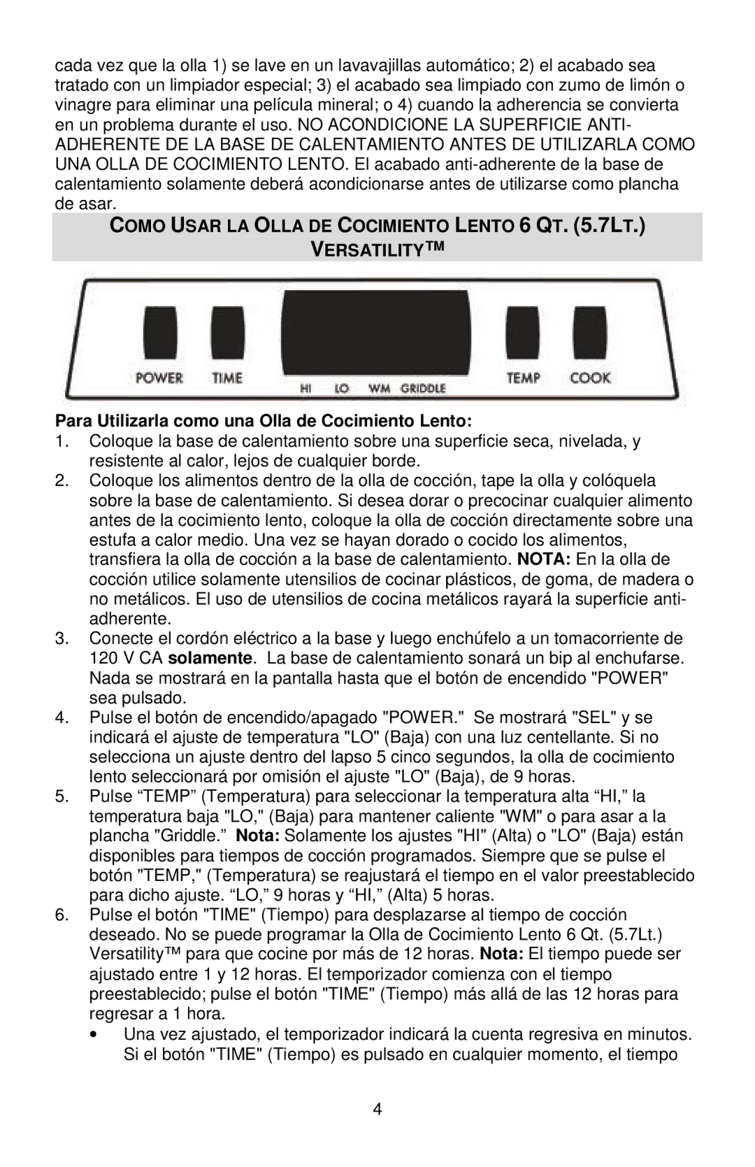 West Bend L5800, 84966 instruction manual Como Usar LA Olla DE Cocimiento Lento 6 QT .7LT Versatility 