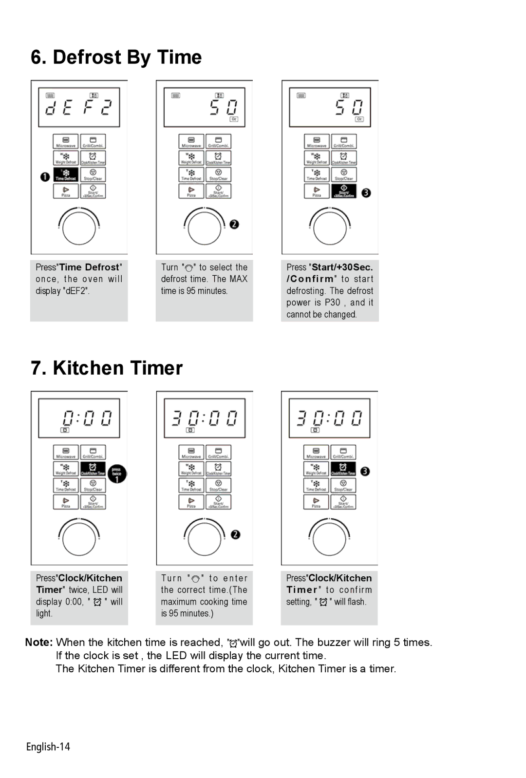 West Bend AG028PLV manual Defrost By Time, Kitchen Timer 