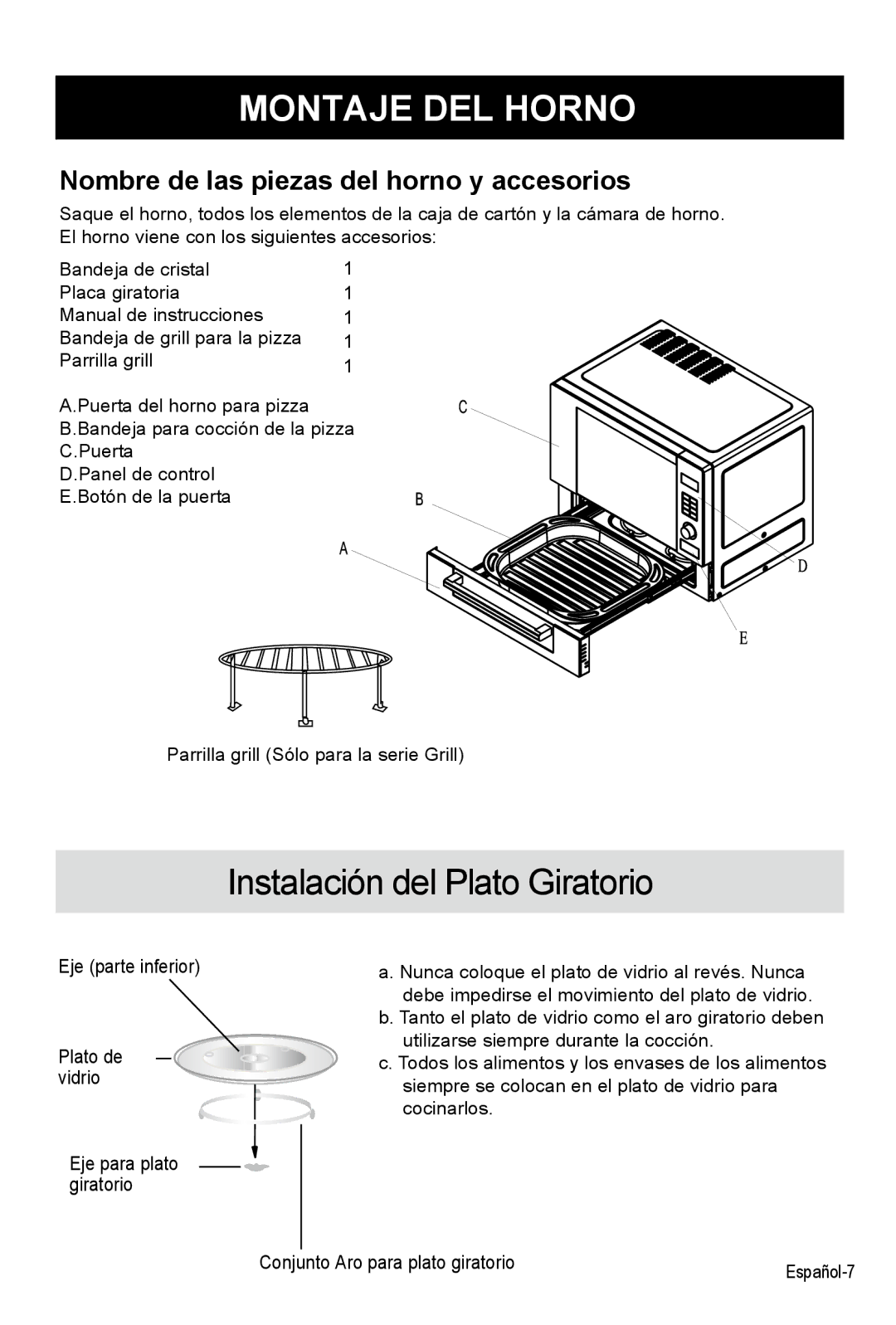 West Bend AG028PLV manual Montaje DEL Horno 