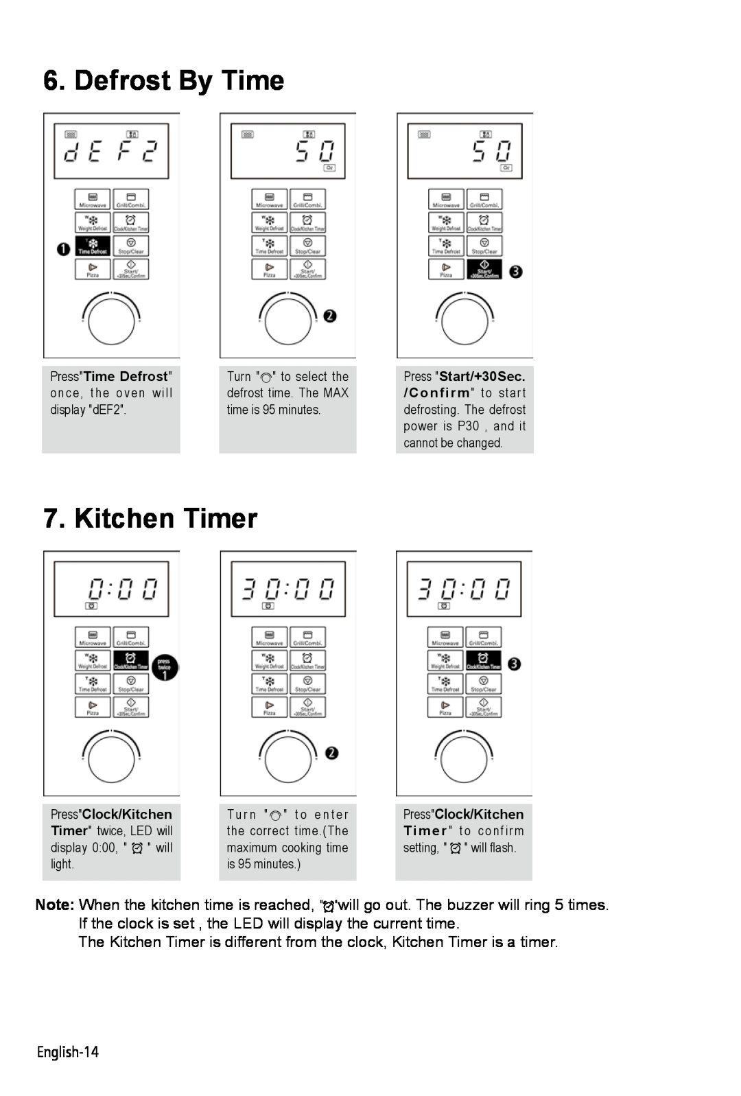 West Bend AG028PLV manual Defrost By Time, Kitchen Timer 