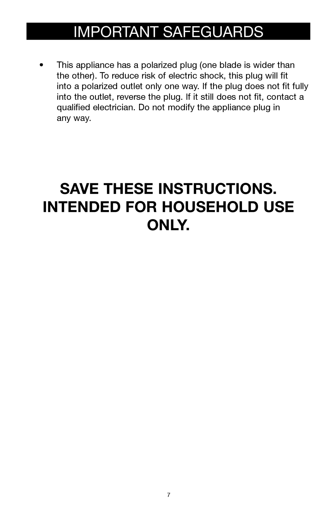 West Bend Back to Basics 5000 manuel dutilisation Save These INSTRUCTIONS. Intended for Household USE only 