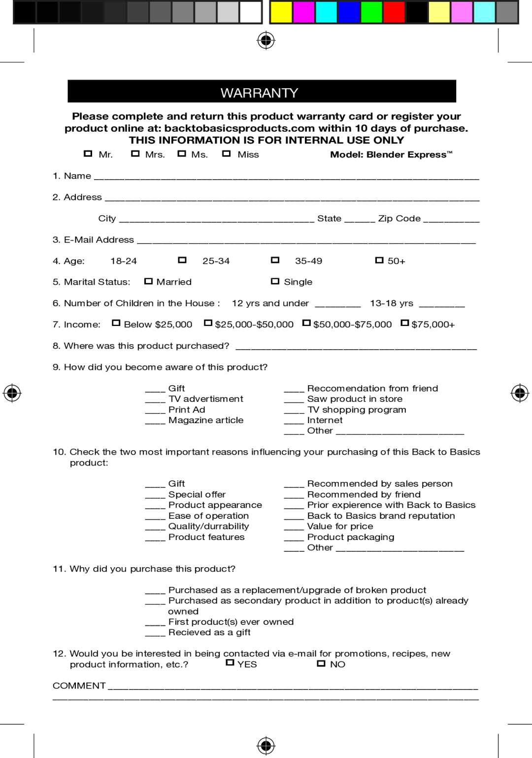 West Bend Back to Basics BPE3BRAUS manual This Information is for Internal USE only 