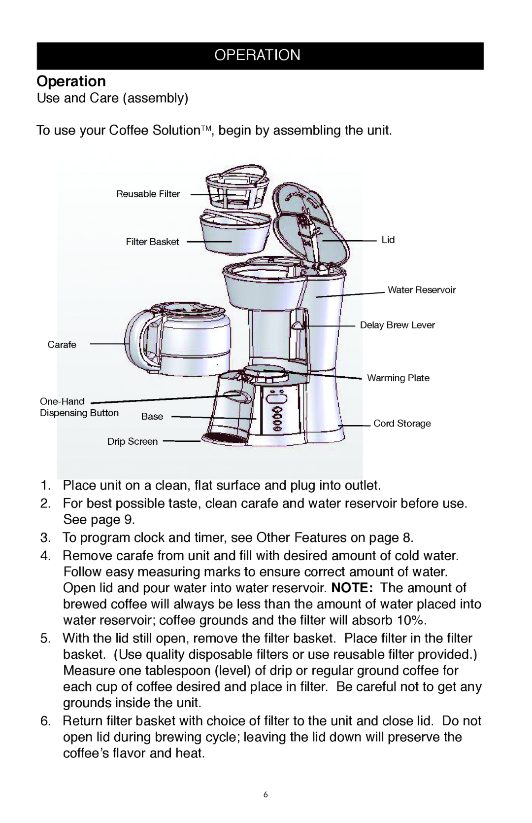 West Bend Back to Basics CC500 manual Operation 