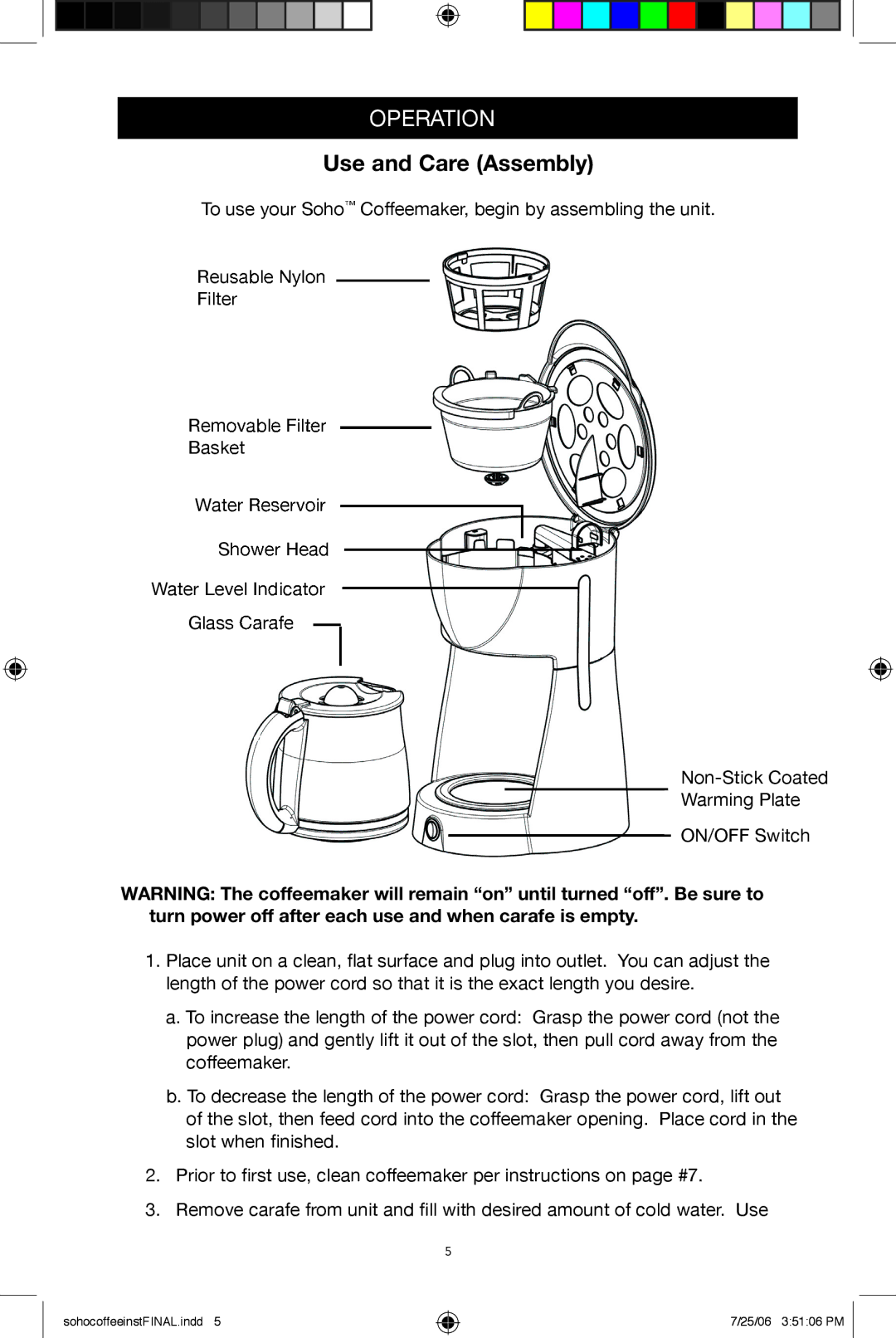 West Bend Back to Basics Coffeemaker manual Use and Care Assembly 