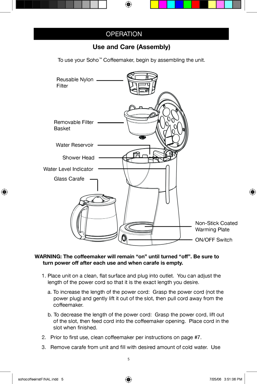 West Bend Back to Basics Coffeemaker manual Operation, Use and Care Assembly 