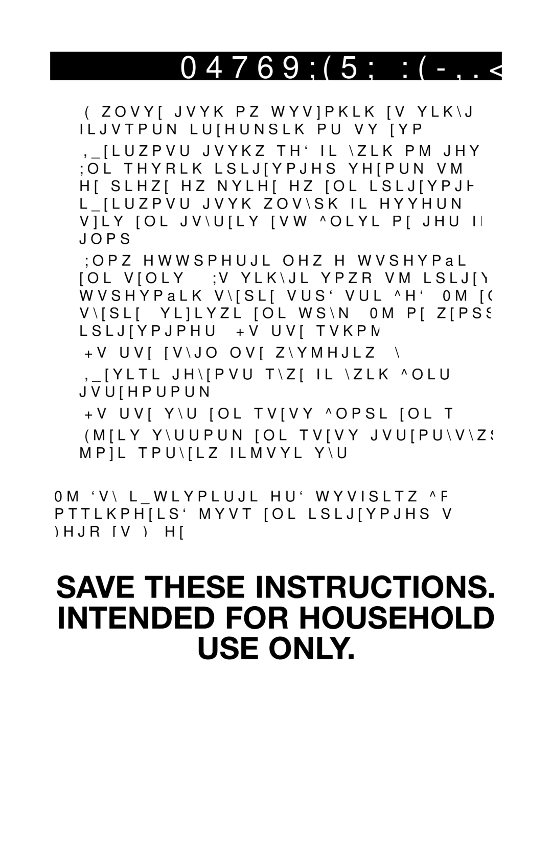 West Bend Back to Basics MX3000INST manual Save These INSTRUCTIONS. Intended for Household USE only 