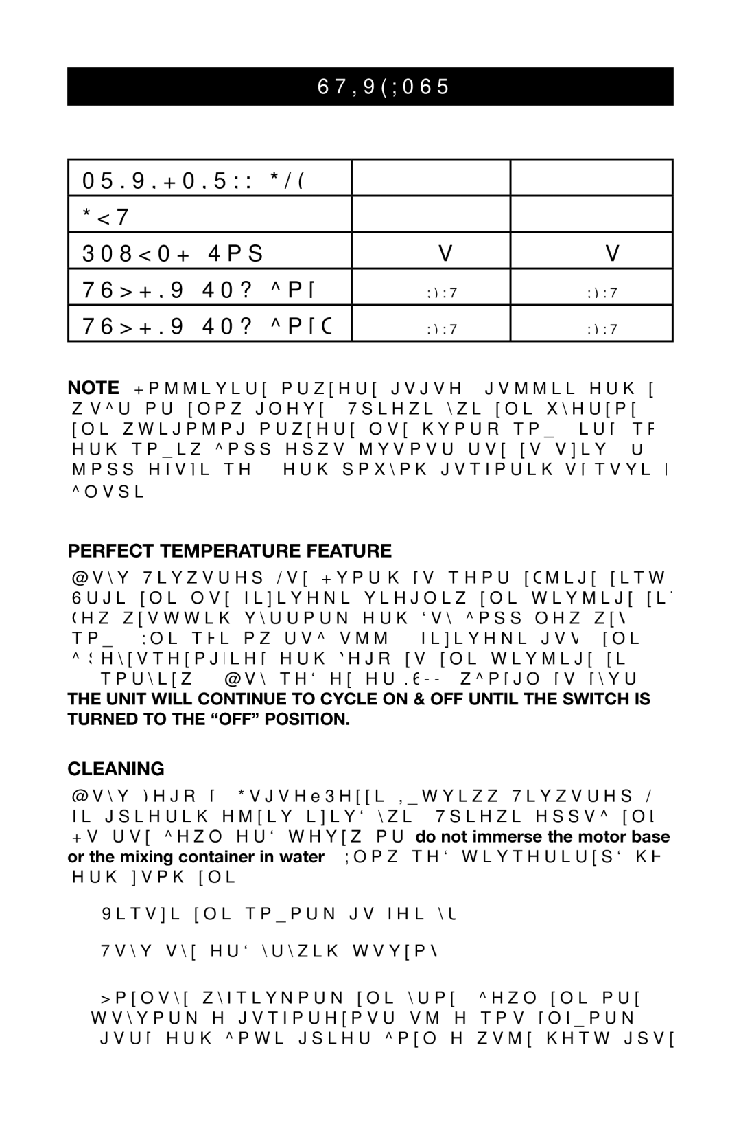 West Bend Back to Basics MX3000INST manual Ingredients Chart Cups, Operation 