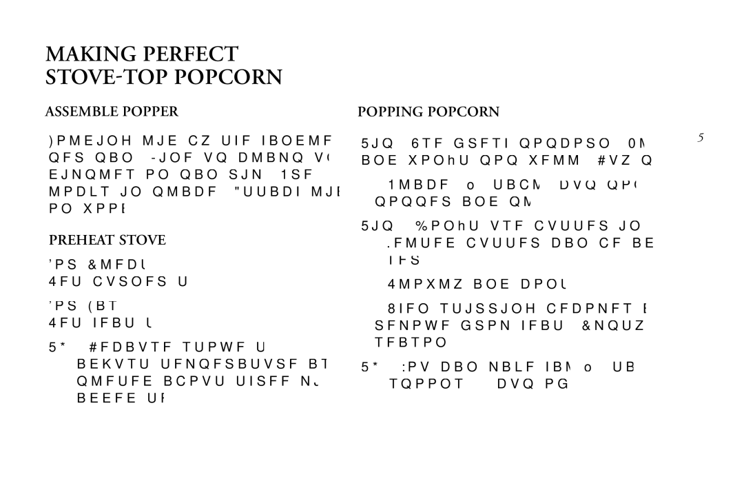 West Bend Back to Basics PCALINST manual Making Perfect STOVE-TOP Popcorn, Assemble Popper, Preheat Stove, Popping Popcorn 