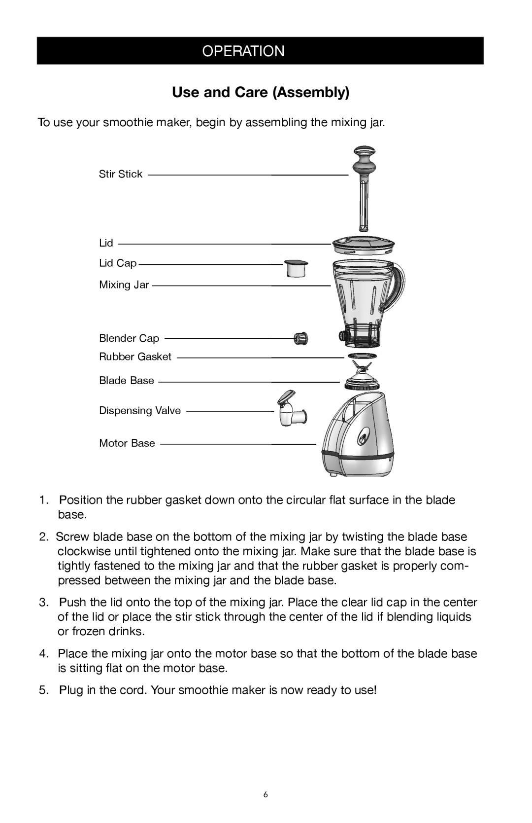 West Bend Back to Basics SUP400BINST manual Use and Care Assembly 