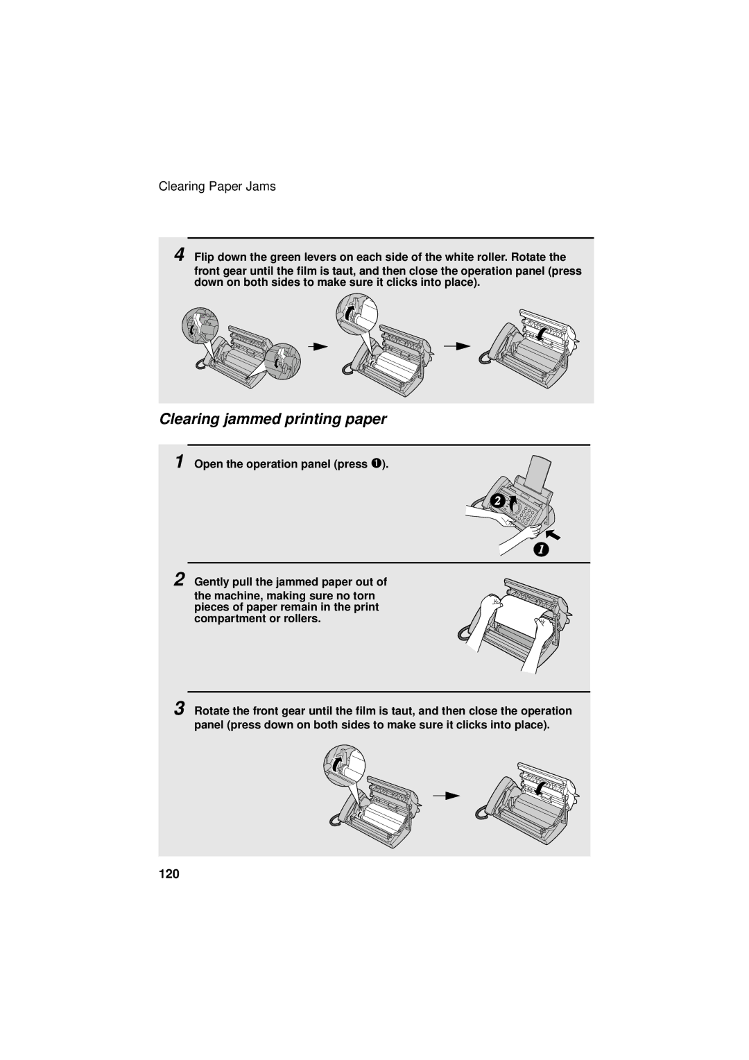 West Bend Back to Basics UX-CC500 manual Clearing jammed printing paper, 120 