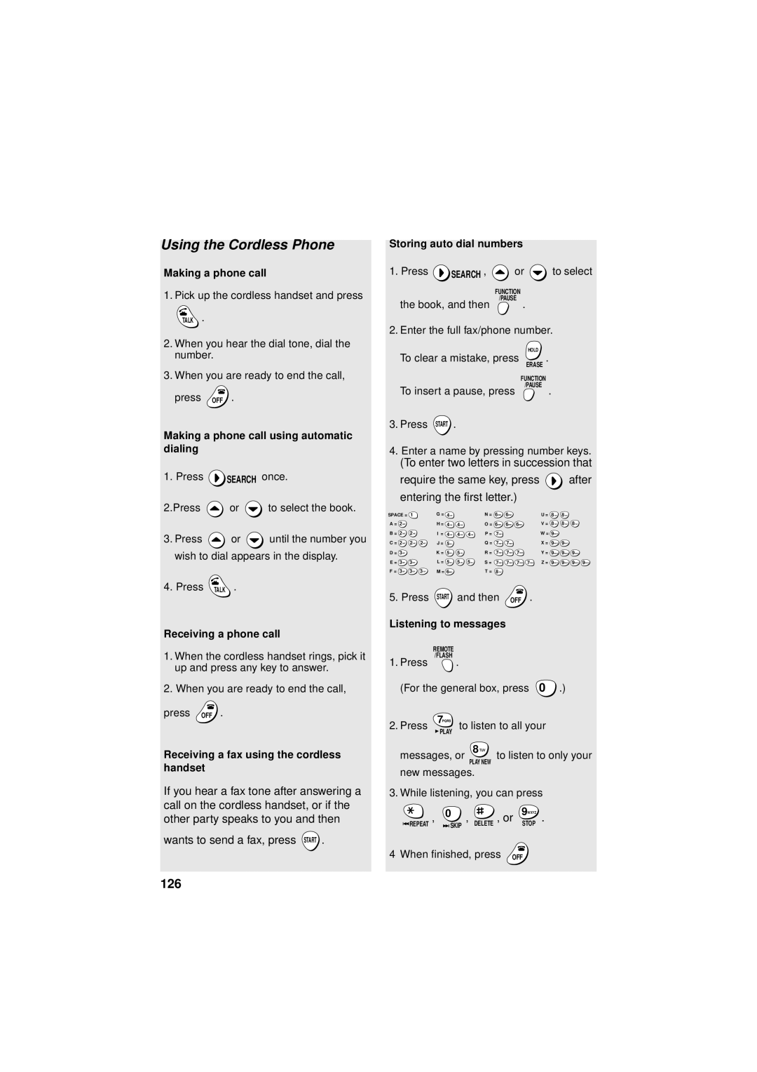 West Bend Back to Basics UX-CC500 manual Using the Cordless Phone, 126 