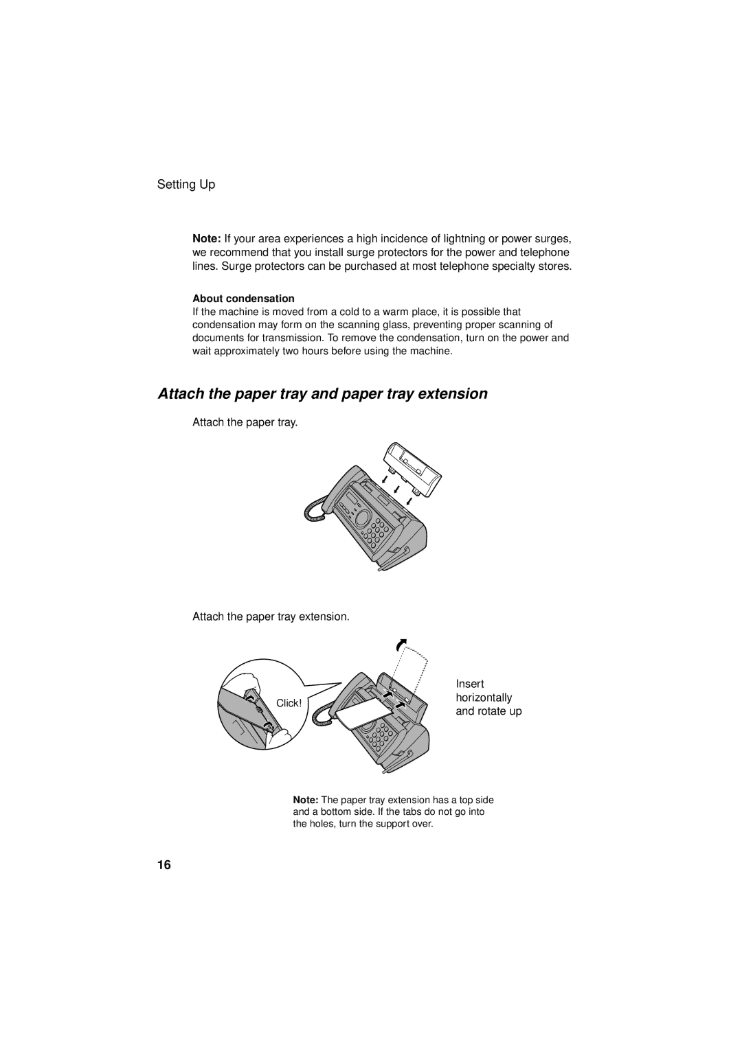 West Bend Back to Basics UX-CC500 manual Attach the paper tray and paper tray extension, About condensation 