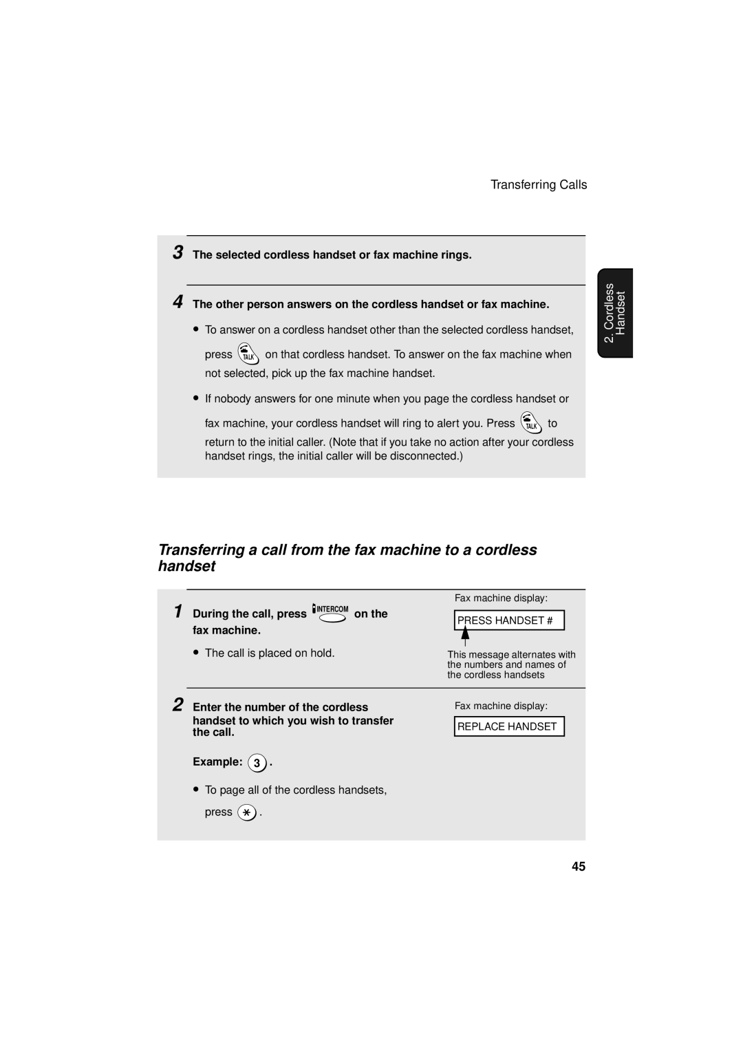 West Bend Back to Basics UX-CC500 manual During the call, press Intercom on Fax machine 