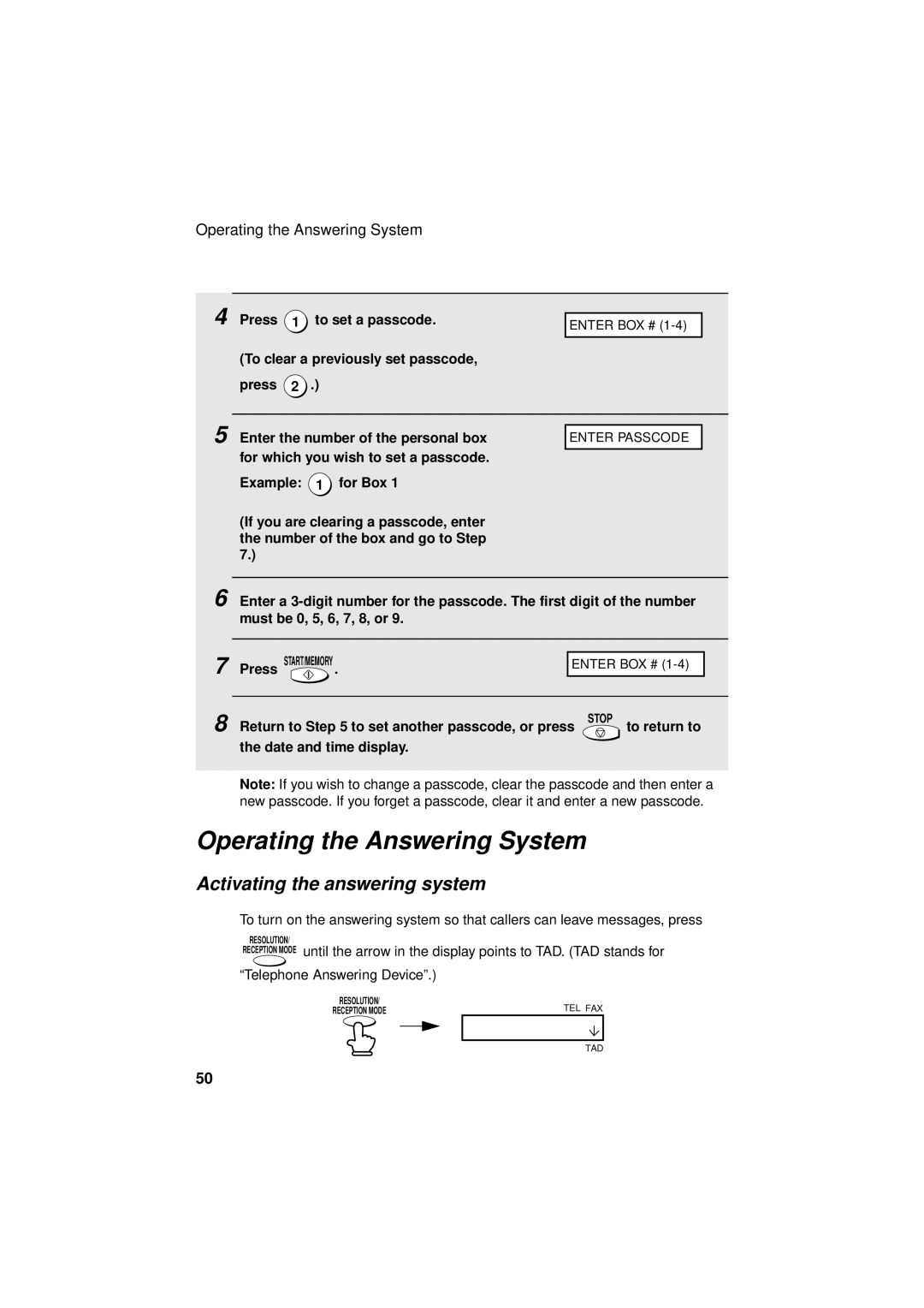 West Bend Back to Basics UX-CC500 manual Operating the Answering System, Activating the answering system 