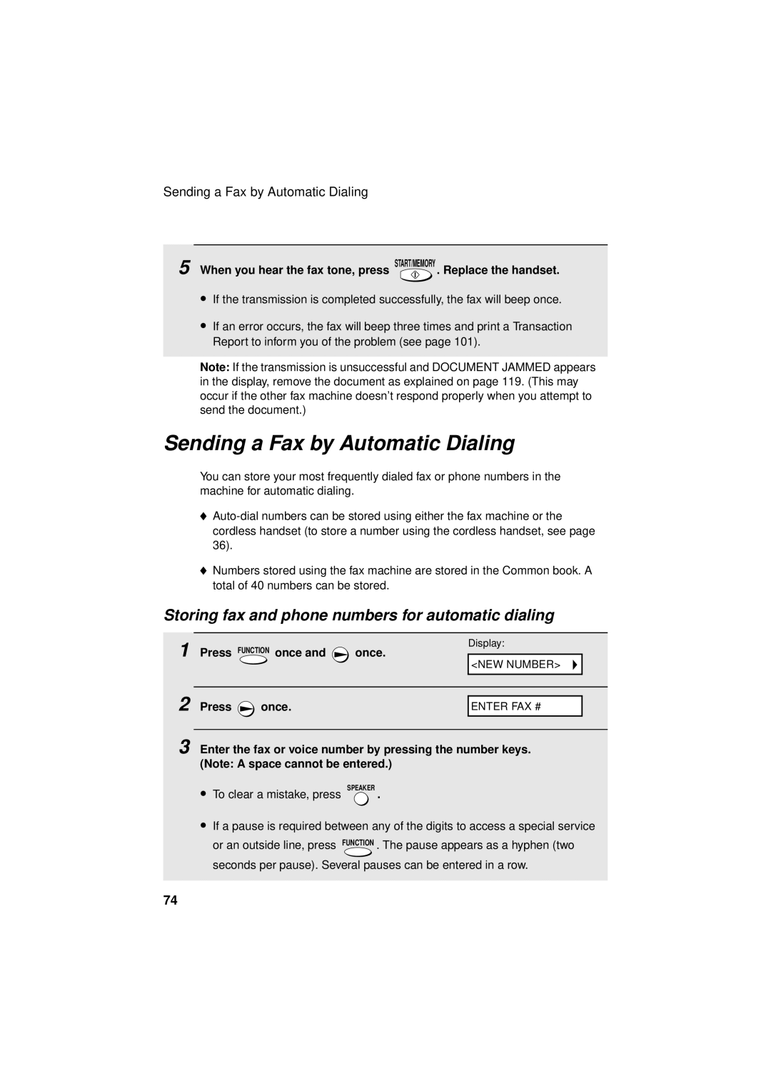 West Bend Back to Basics UX-CC500 Sending a Fax by Automatic Dialing, Storing fax and phone numbers for automatic dialing 