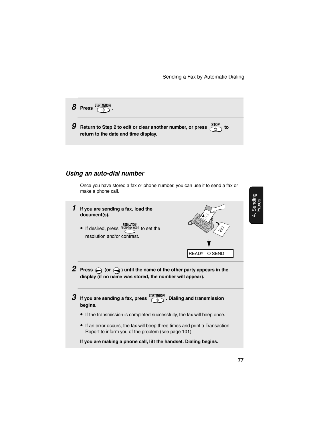 West Bend Back to Basics UX-CC500 manual Using an auto-dial number, Return to to edit or clear another number, or press 