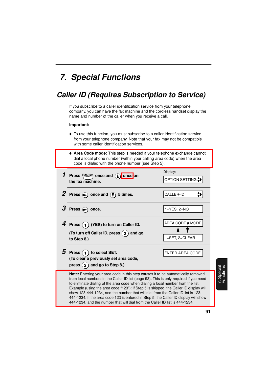 West Bend Back to Basics UX-CC500 manual Special Functions, Caller ID Requires Subscription to Service 