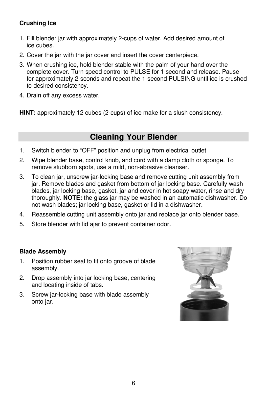 West Bend instruction manual Cleaning Your Blender, Crushing Ice 