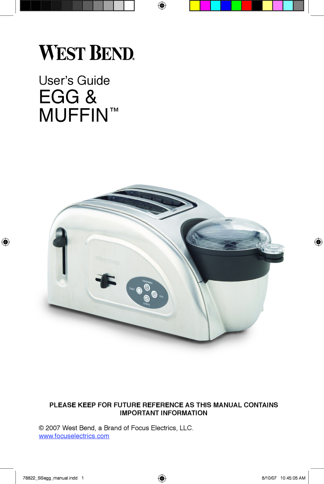 West Bend Egg and Muffin Toaster manual EGG Muffin 