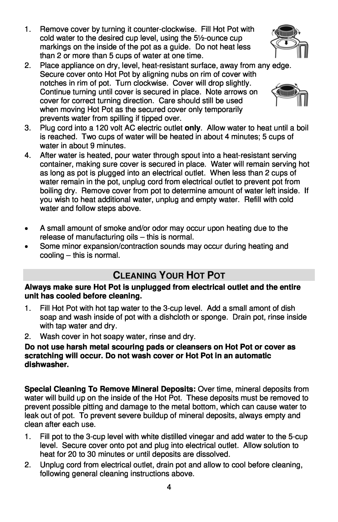 West Bend Electric Hot Pot instruction manual Cleaning Your Hot Pot 