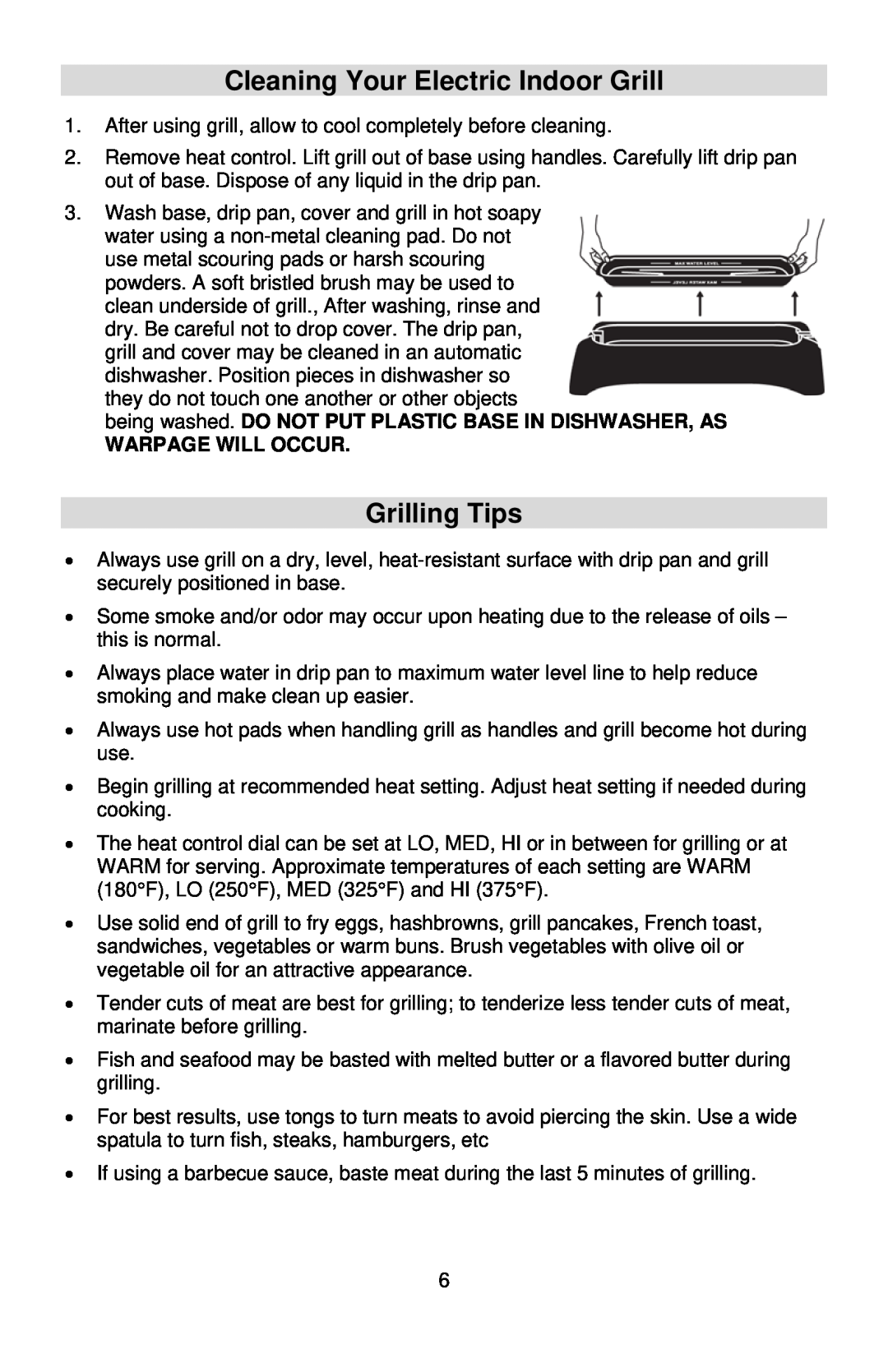West Bend instruction manual Cleaning Your Electric Indoor Grill, Grilling Tips, Warpage Will Occur 