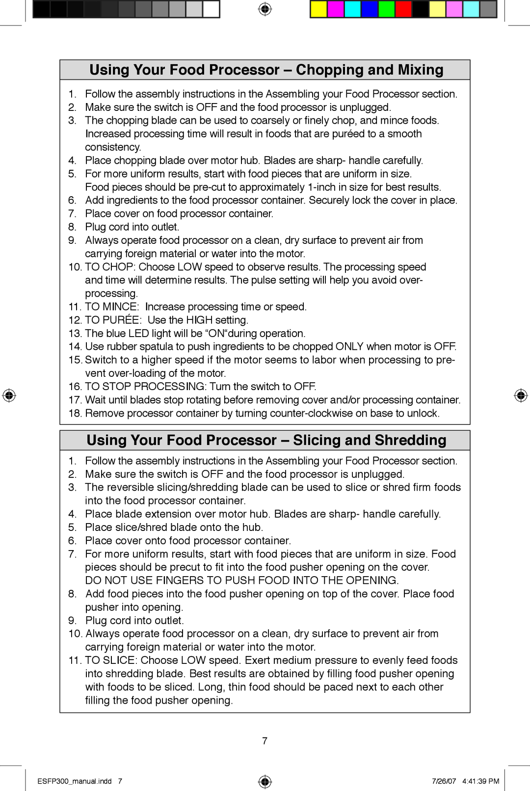 West Bend ESFP300 Using Your Food Processor Chopping and Mixing, Using Your Food Processor Slicing and Shredding 