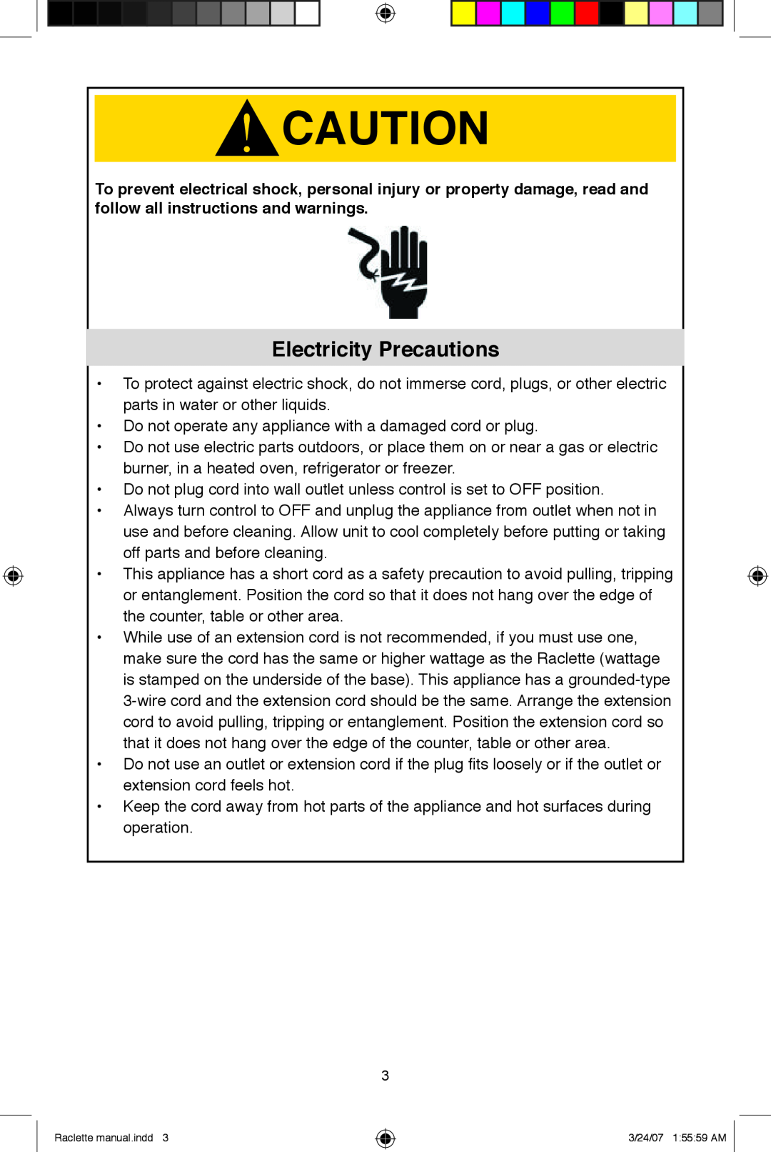 West Bend Fondue Maker manual Electricity Precautions 