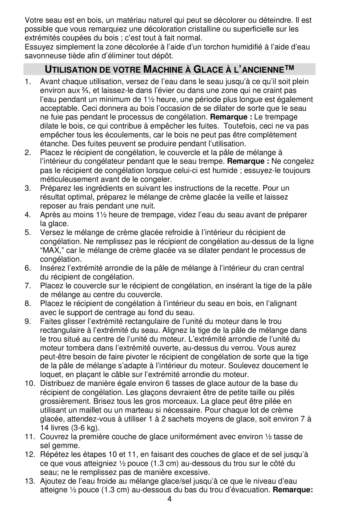 West Bend IC12701 instruction manual Utilisation DE Votre Machine À Glace À L’ANCIENNE 